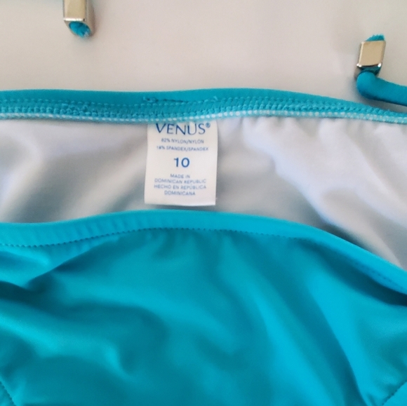 Venus Aqua Blue Bikini Set Triangle Top 32/36 Moderate Adjustable Tie Bottom 10 - Picture 3 of 8